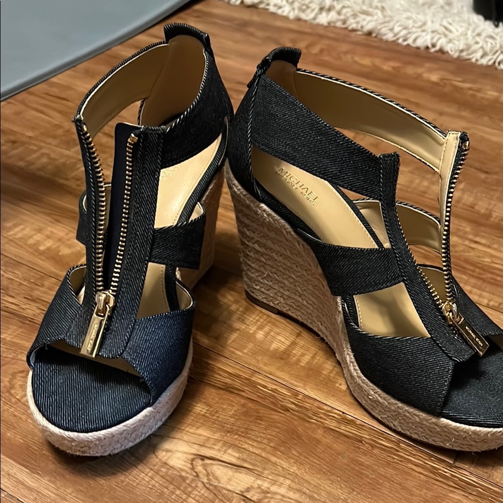 Michael Kors Denim Wedge Sandals